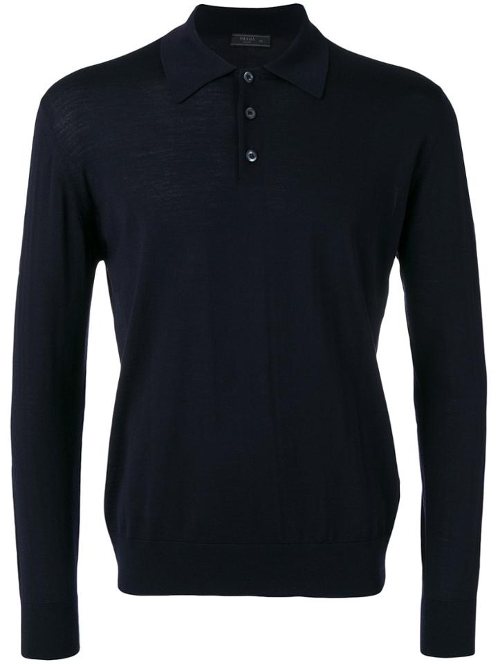 Prada Button Placket Sweater - Blue