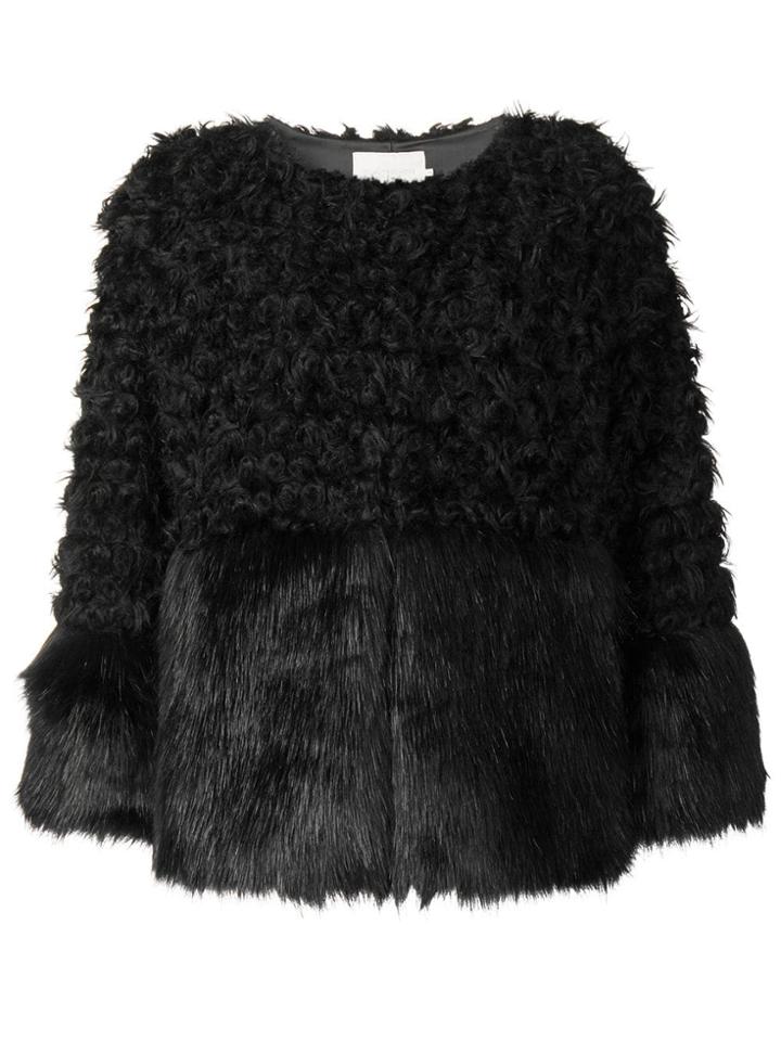 L'autre Chose Faux Fur Jacket - Black