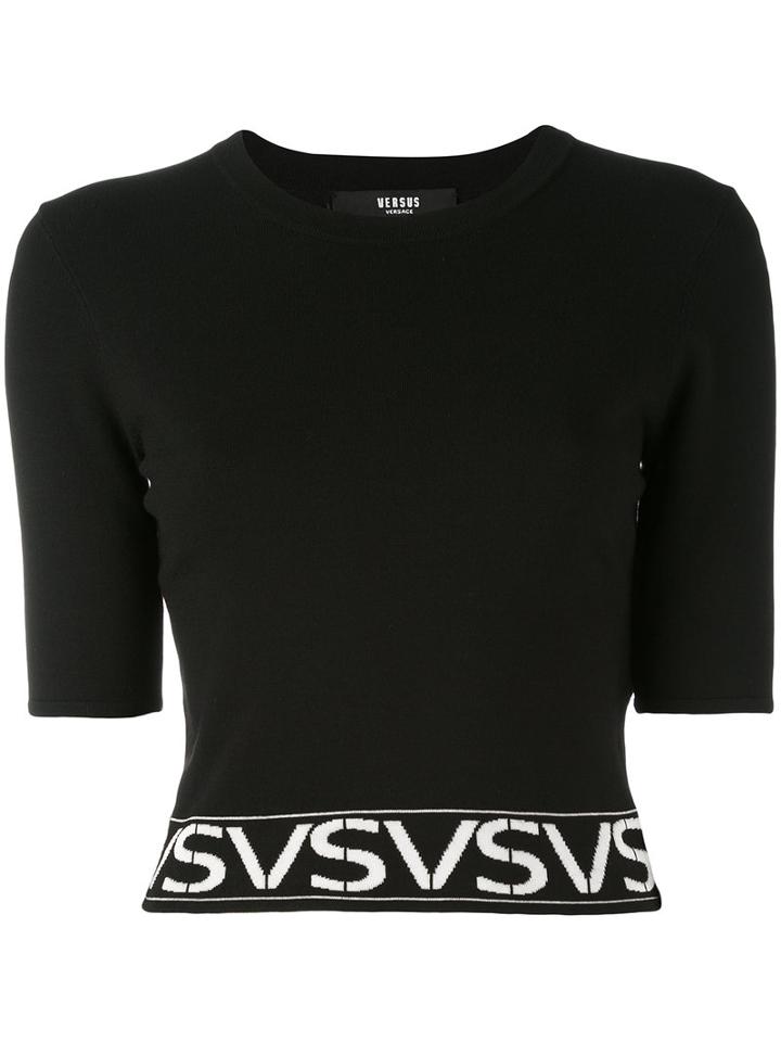 Versus Cropped Sleeves Top, Women's, Size: 42, Black, Viscose/polyester