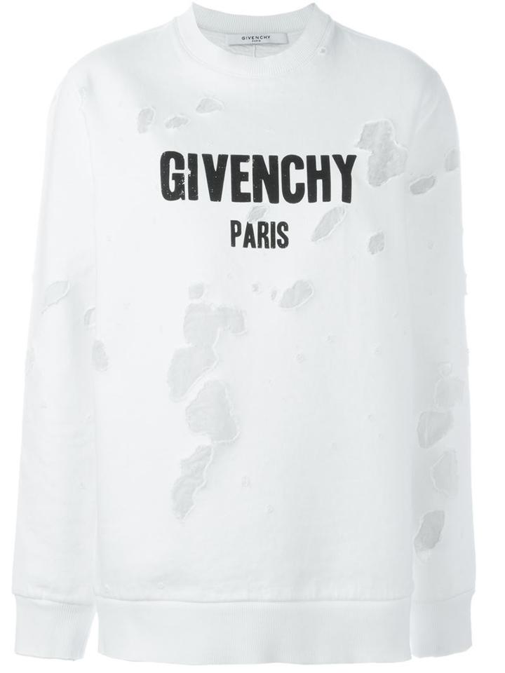 Givenchy Distressed Sweatshirt, Women's, Size: M, White, Polyester/cotton