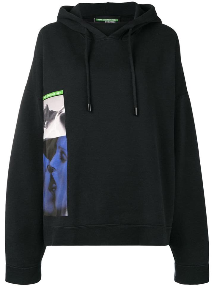 Dsquared2 Oversized Graphic Print Hoodie - Black
