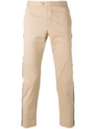Palm Angels Striped Trim Trousers, Men's, Size: 46, Brown, Cotton/polyurethane/metal