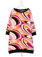 Emilio Pucci Junior Teen Swirl Logo Print Dress - Pink & Purple