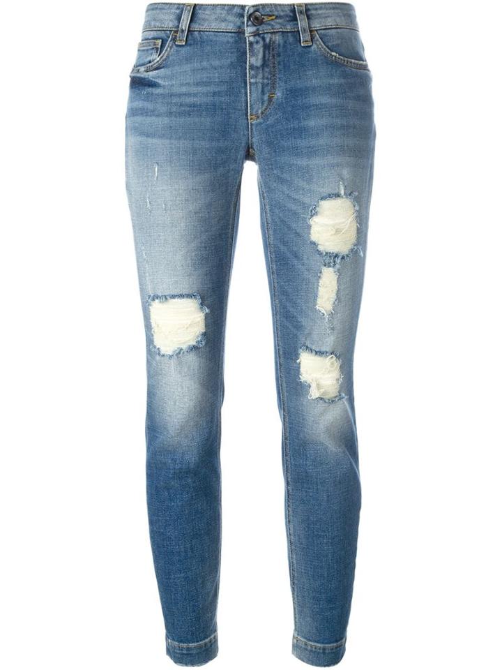 Dolce & Gabbana Distressed Jeans, Women's, Size: 40, Blue, Cotton/spandex/elastane