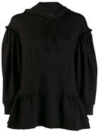 Simone Rocha Pleat Trim Peplum Hoodie - Black