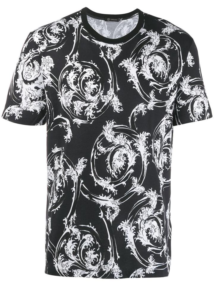 Versace Wave Print T-shirt - Black