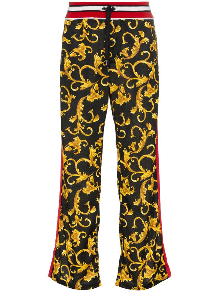 Versace Baroque Print Cotton Blend Sweat Pants - Black