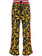 Versace Baroque Print Cotton Blend Sweat Pants - Black