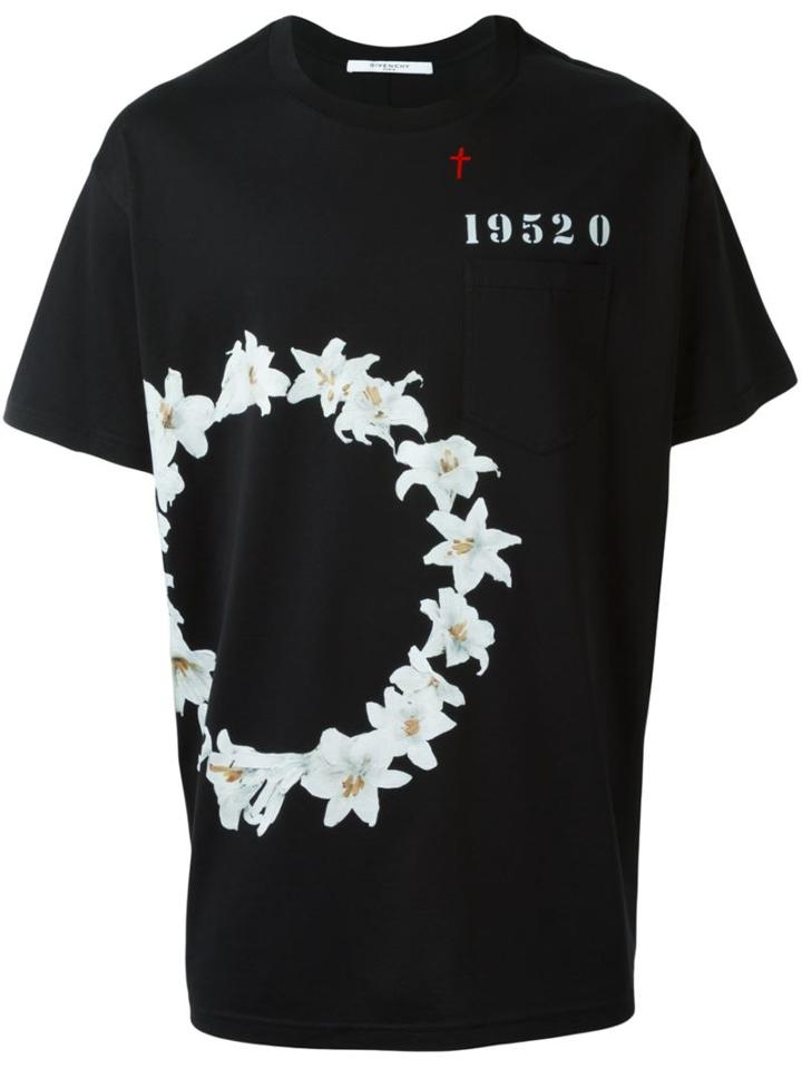 Givenchy Floral Print T-shirt, Men's, Size: Small, Black, Cotton/polyester