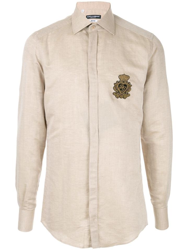 Dolce & Gabbana Martini Fit Logo Patch Shirt - Grey