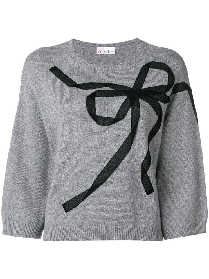 Red Valentino Ribbon Detail Jumper - Grey