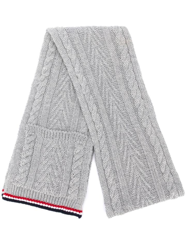 Thom Browne Grey Cable Pocket Scarf