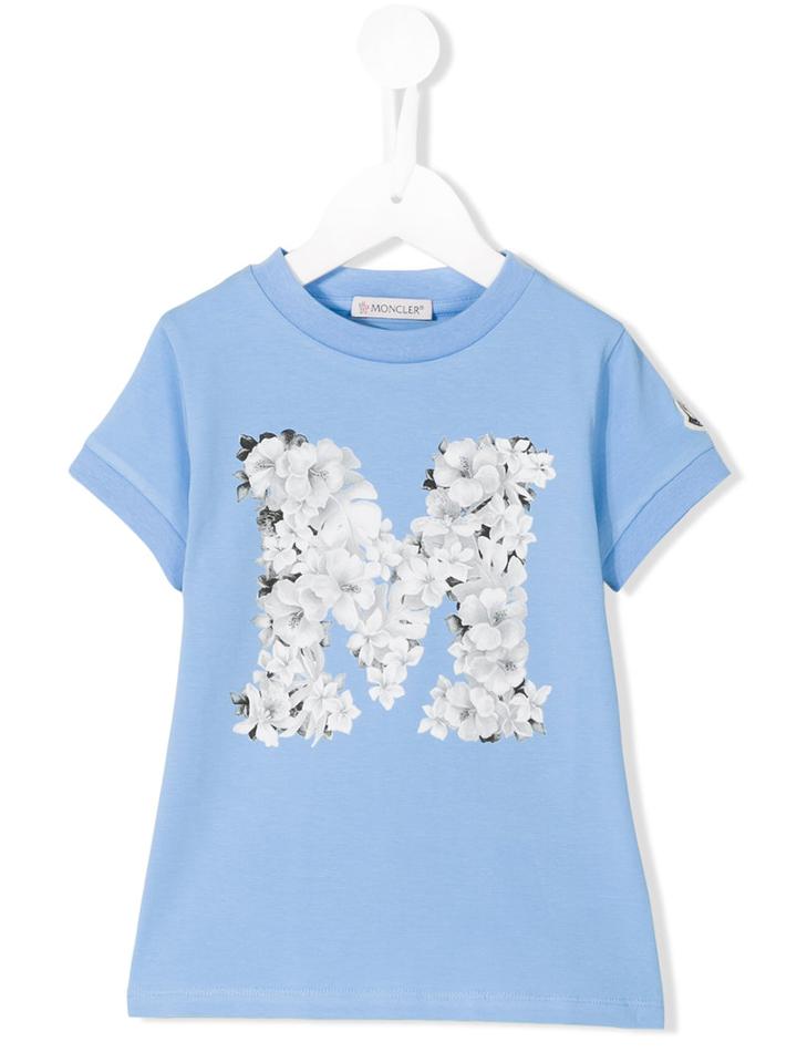 Moncler Kids Graphic Floral Print Top, Girl's, Size: 10 Yrs, Blue