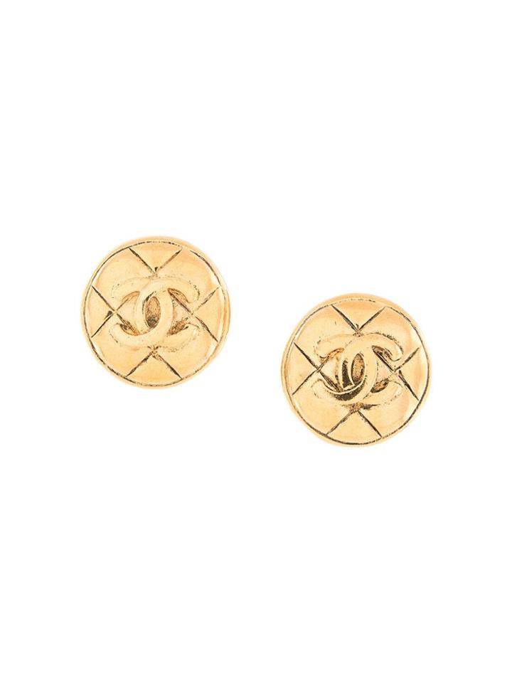 Chanel Pre-owned Matelassé Cc Earrings - Gold