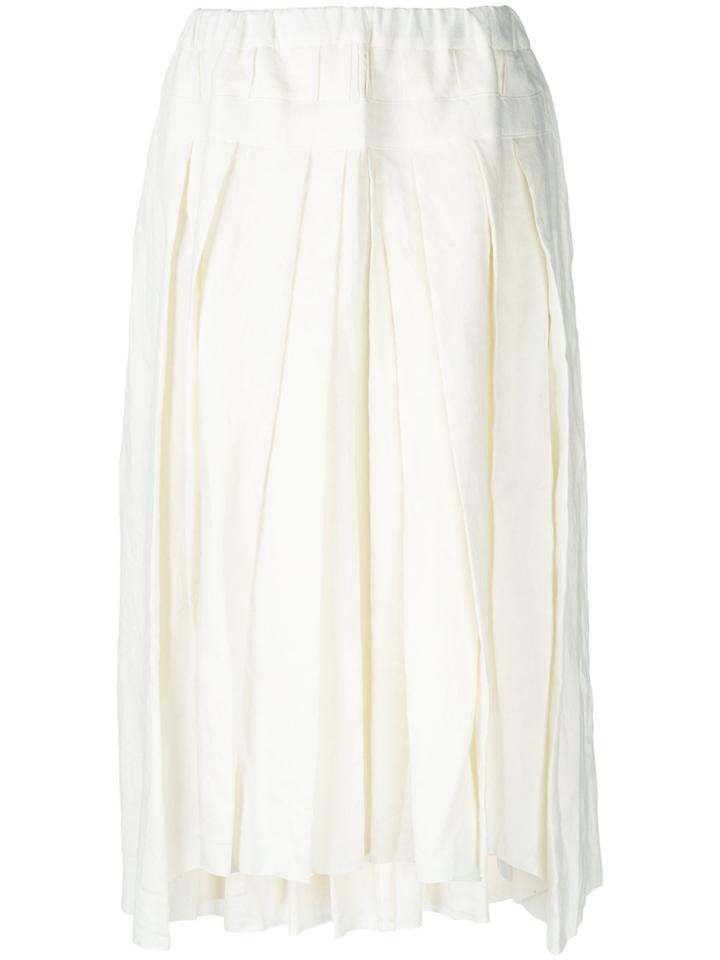 Roggykei High Waisted Pleated Skirt - White