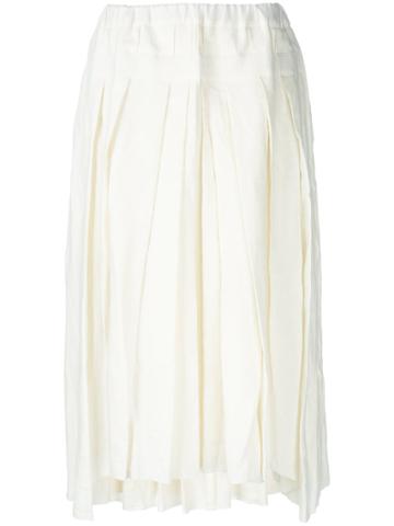 Roggykei High Waisted Pleated Skirt - White
