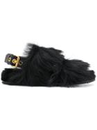 Car Shoe Furry Sandals - Black