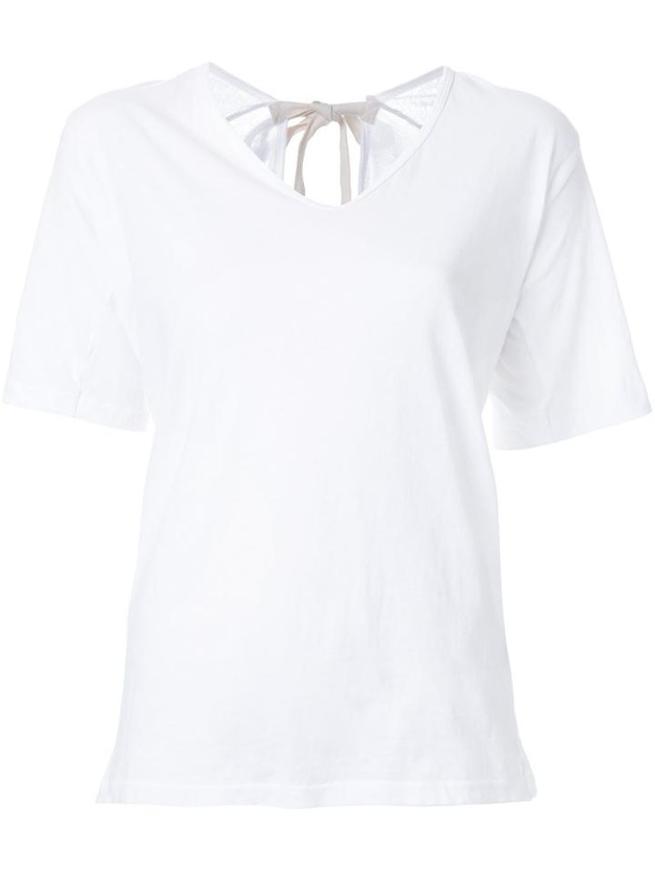Bassike V-neck Tie Back T-shirt, Women's, Size: 12, White, Organic Cotton