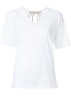 Bassike V-neck Tie Back T-shirt, Women's, Size: 12, White, Organic Cotton