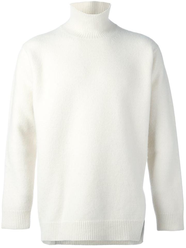 Ports 1961 'fully Fashioned' Turtleneck Sweater, Men's, Size: Large, White, Virgin Wool