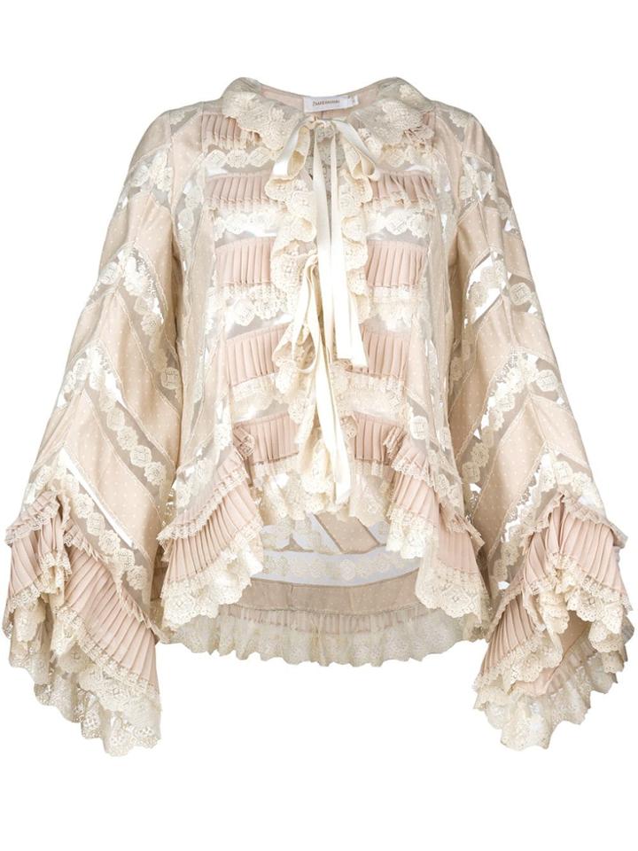 Zimmermann Pleated Lace Blouse - Neutrals
