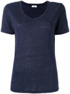 Closed V-neck T-shirt, Women's, Size: Xs, Blue, Linen/flax