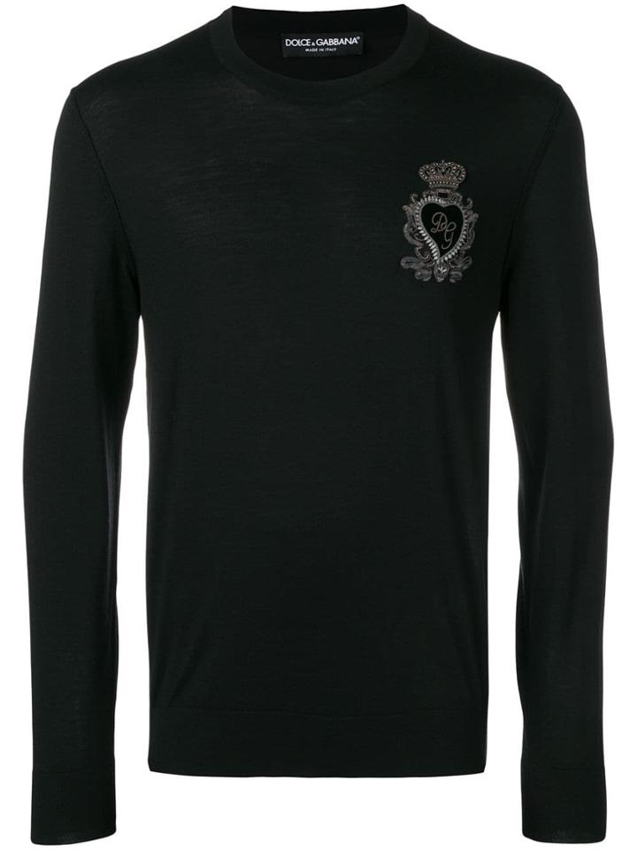 Dolce & Gabbana Logo Embroidered Jumper - Black