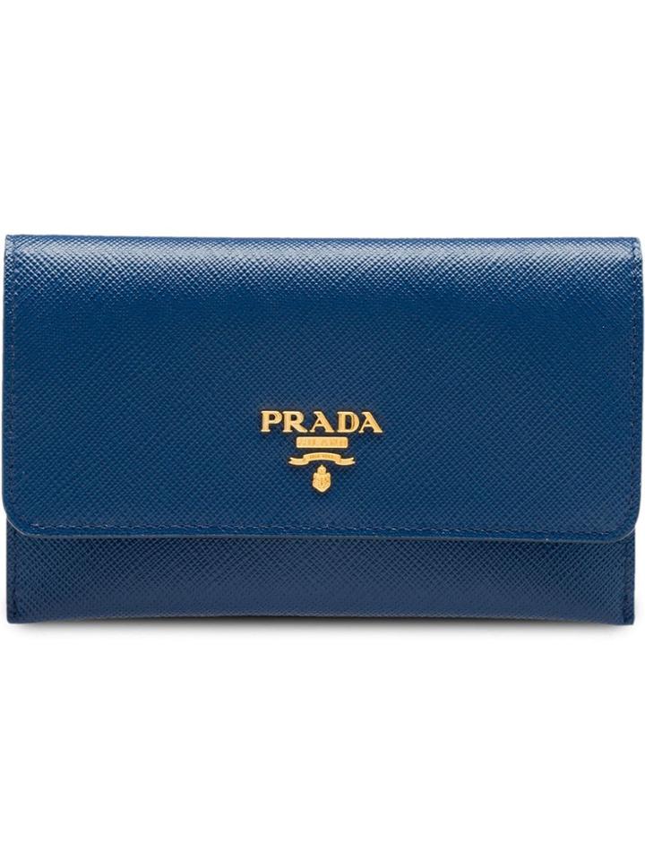 Prada Foldover Cardholder Wallet - Blue