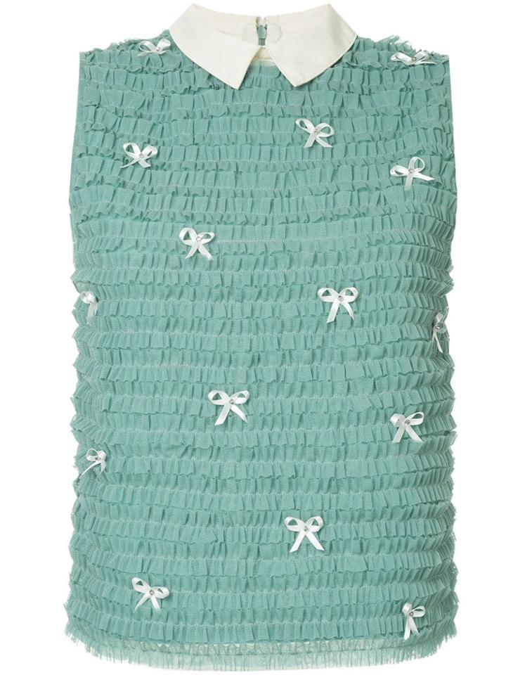 Tu Es Mon Trésor Ribbon Mesh Top - Green