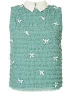 Tu Es Mon Trésor Ribbon Mesh Top - Green