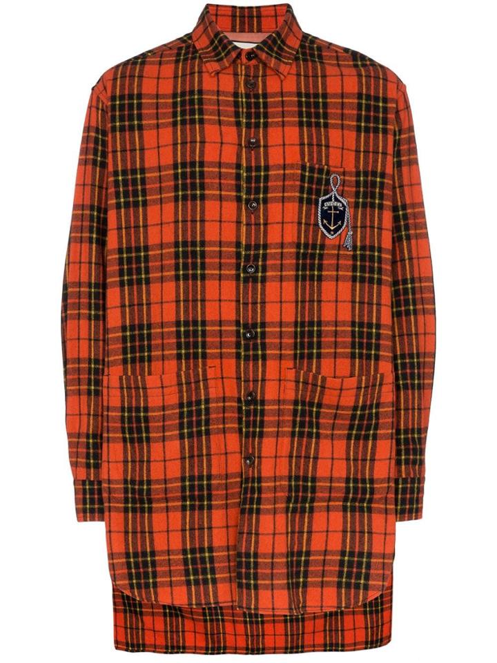 Gucci Checked Patch Emblem Shirt - Orange