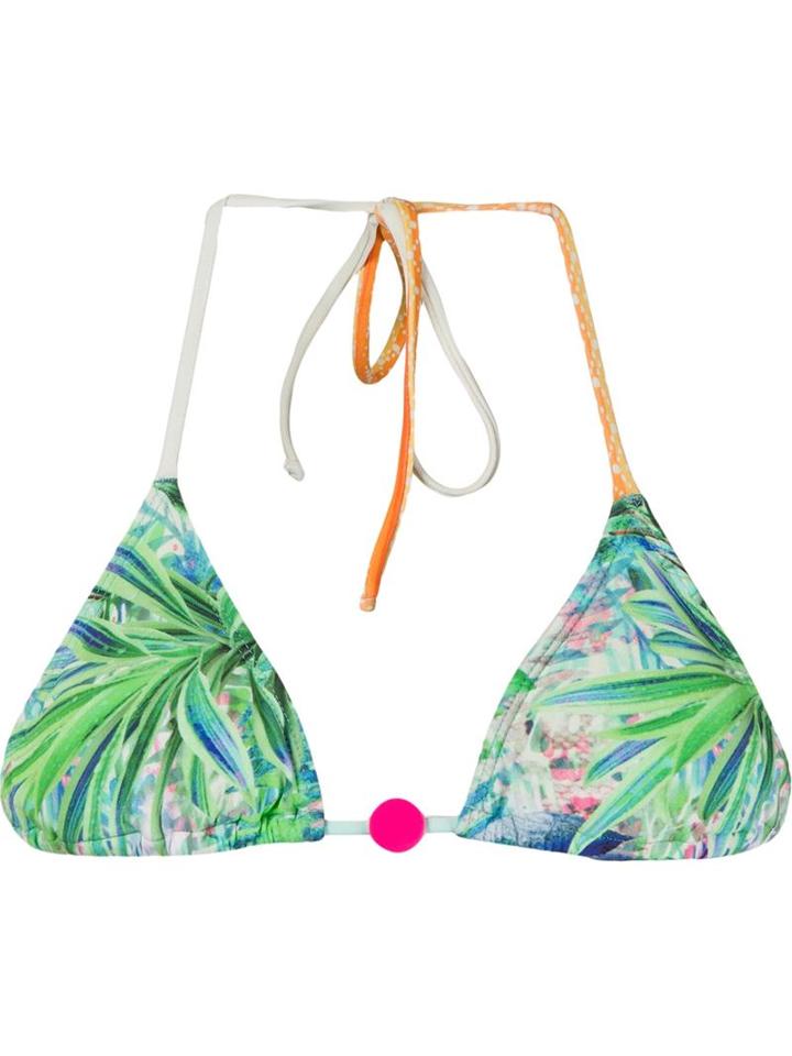 Lygia & Nanny Foliage Print Triangle Bikini Top, Women's, Size: Medium, Green, Polyamide/spandex/elastane