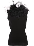 Boutique Moschino Feather Trim Top - Black