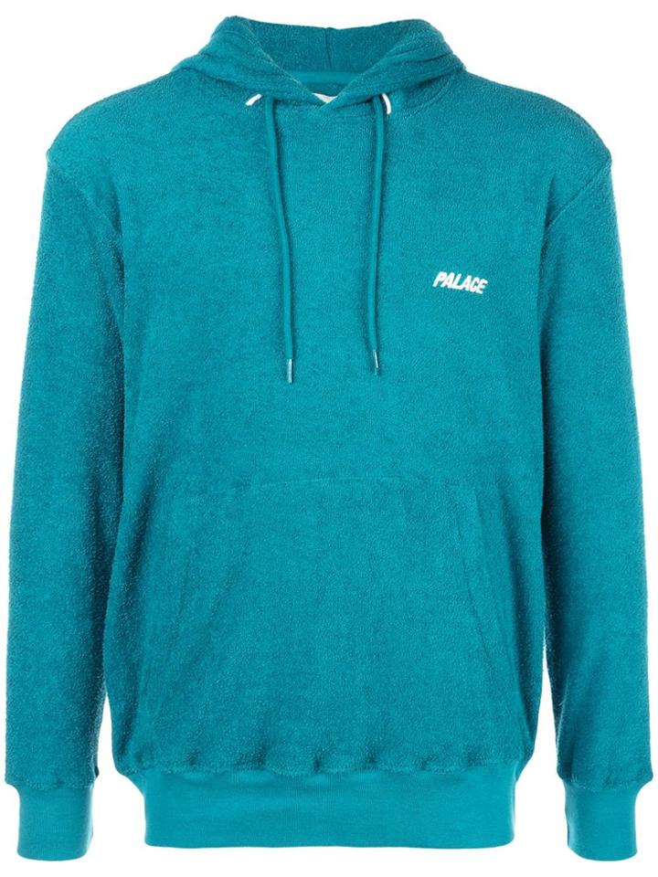 Palace Chest Logo Print Hoodie - Blue