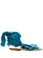 Forte Forte Fabric Tie Flat Sandals - Blue