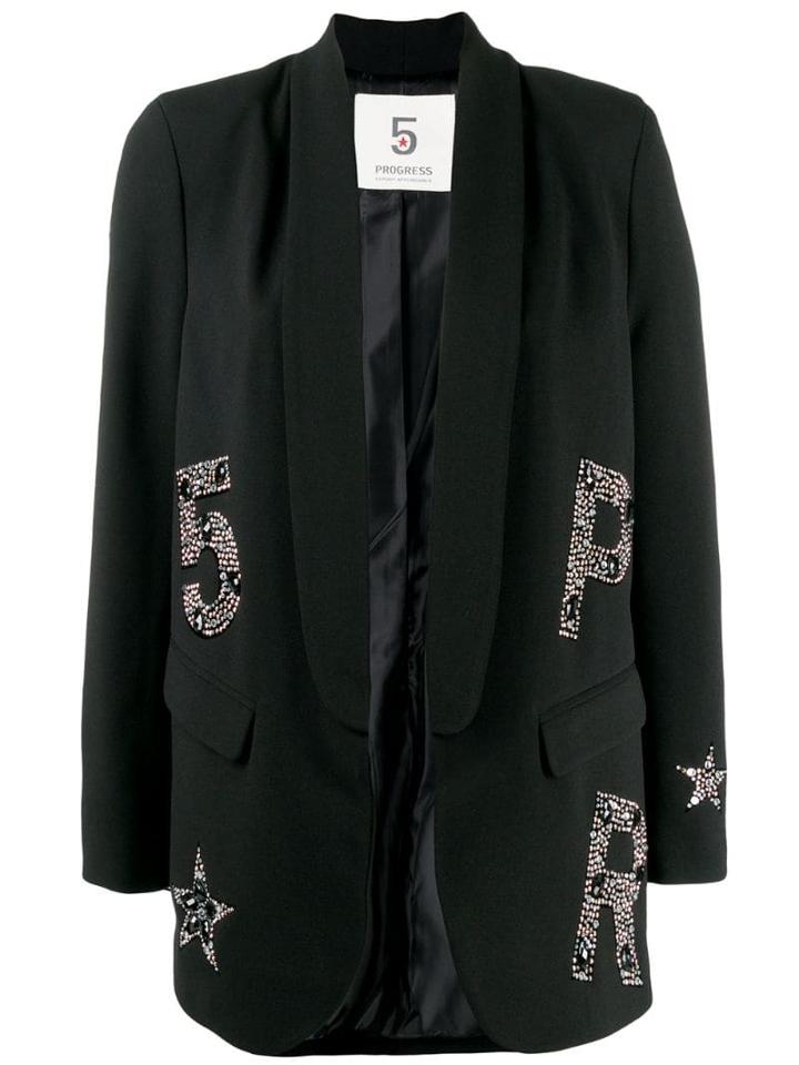 5 Progress Crystal Embellished Logo Blazer - Black