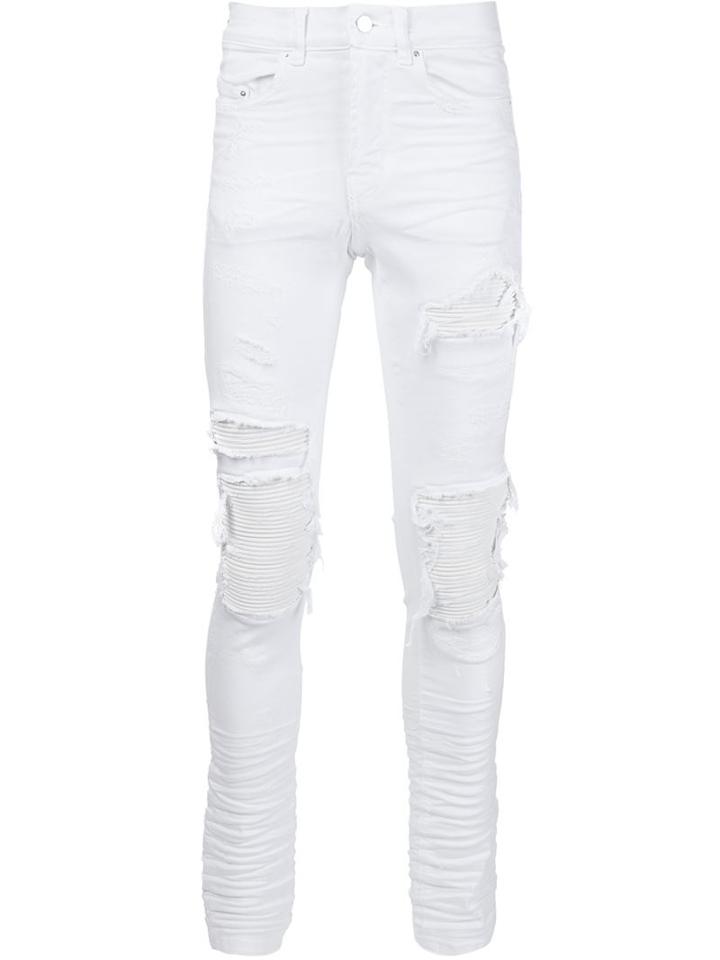 Amiri Mx1 Jeans, Men's, Size: 36, White, Cotton/leather/spandex/elastane