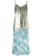 Manoush - Sequinned Floral-print Dress - Women - Cotton/viscose - 38, Blue, Cotton/viscose