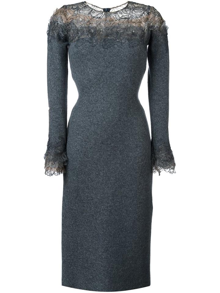 Ermanno Scervino Lace Panel Long Sleeve Shift Dress