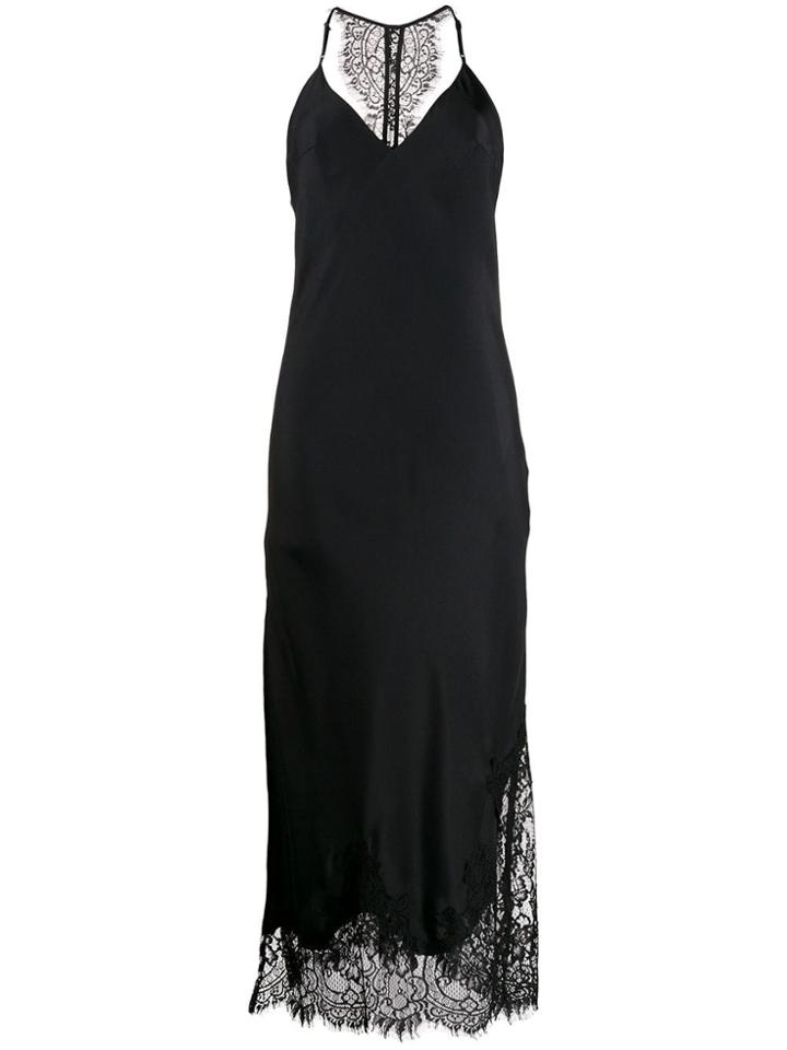 Gold Hawk Midi Lace Slip Dress - Black