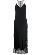 Gold Hawk Midi Lace Slip Dress - Black