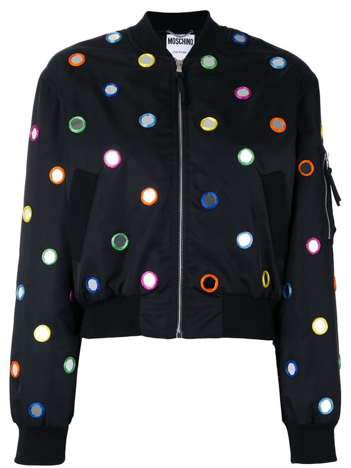 Moschino - Mirror Embroidered Bomber Jacket - Women - Polyamide/polyester/rayon - 40, Black, Polyamide/polyester/rayon