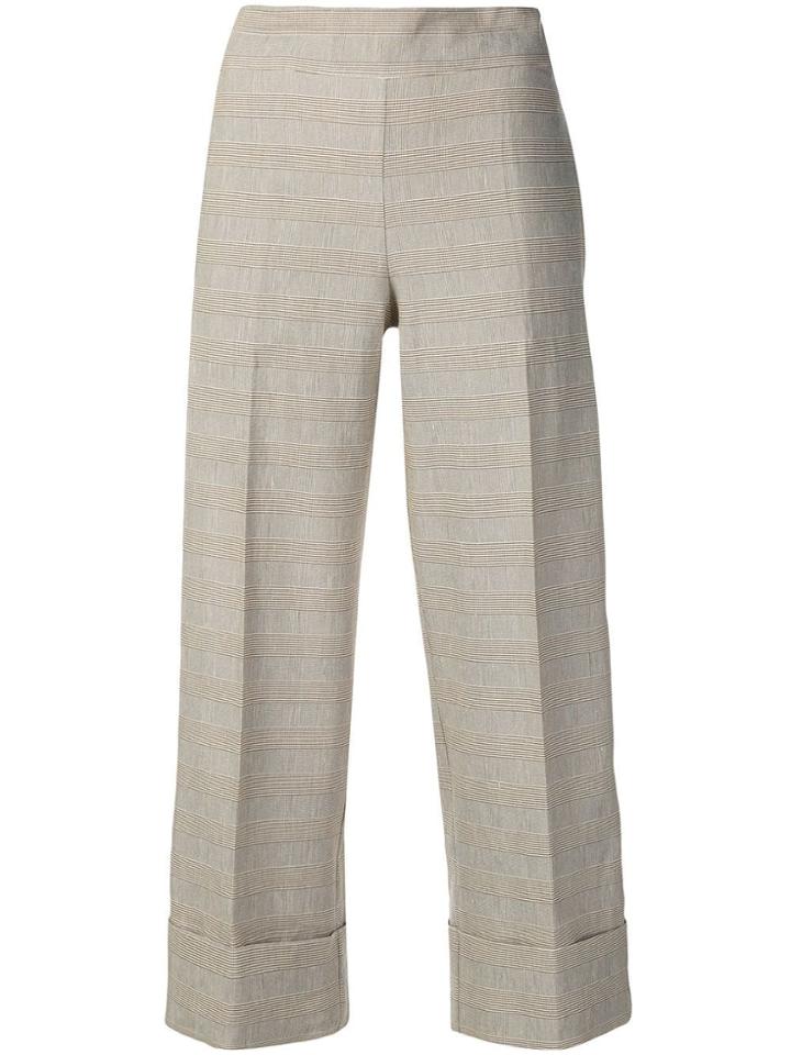 D.exterior Check Print Culottes - Neutrals