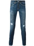 Dondup Frayed Skinny Jeans, Men's, Size: 32, Blue, Polyester/spandex/elastane/cotton