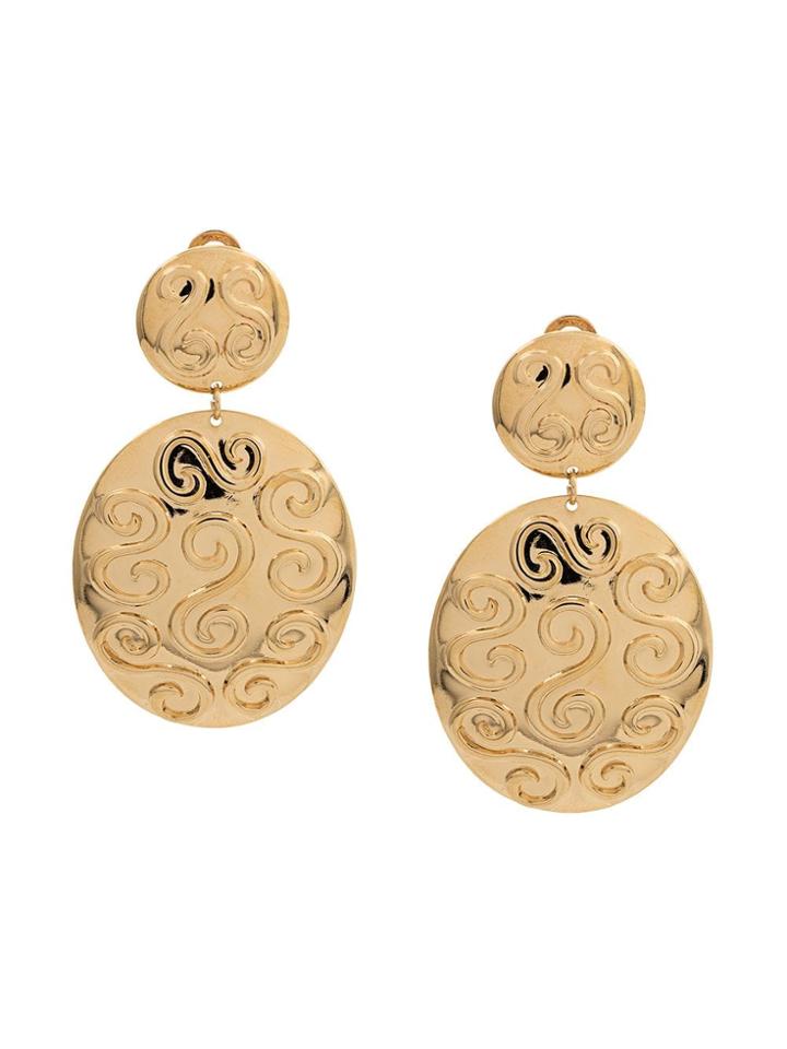 Susan Caplan Vintage 1980s D'orlan Clip-on Earrings - Gold