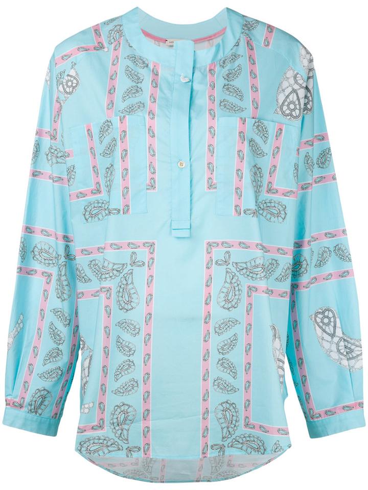 Natasha Zinko - Printed Shirt Top - Women - Cotton - 32, Blue, Cotton