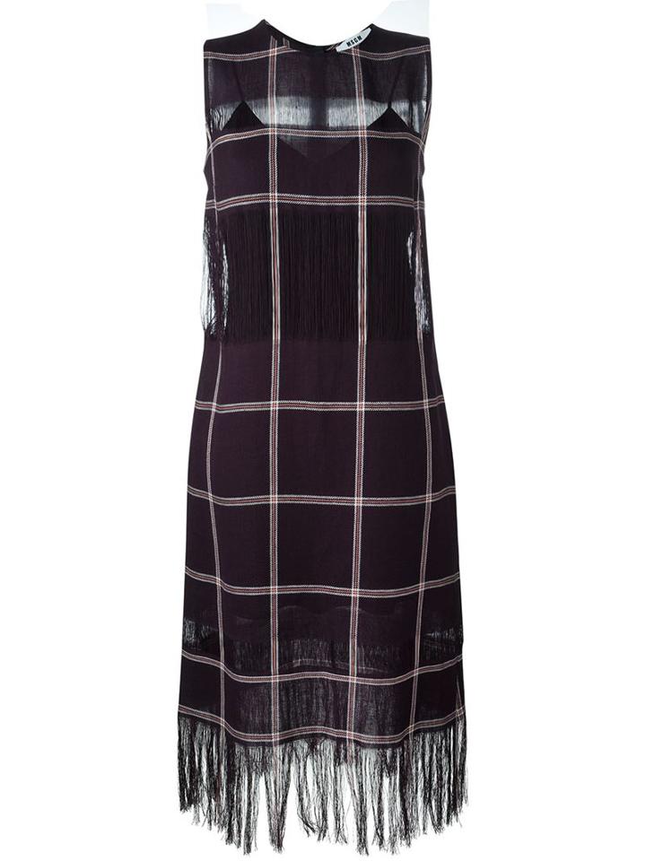 Msgm Sheer Details Checked Dress