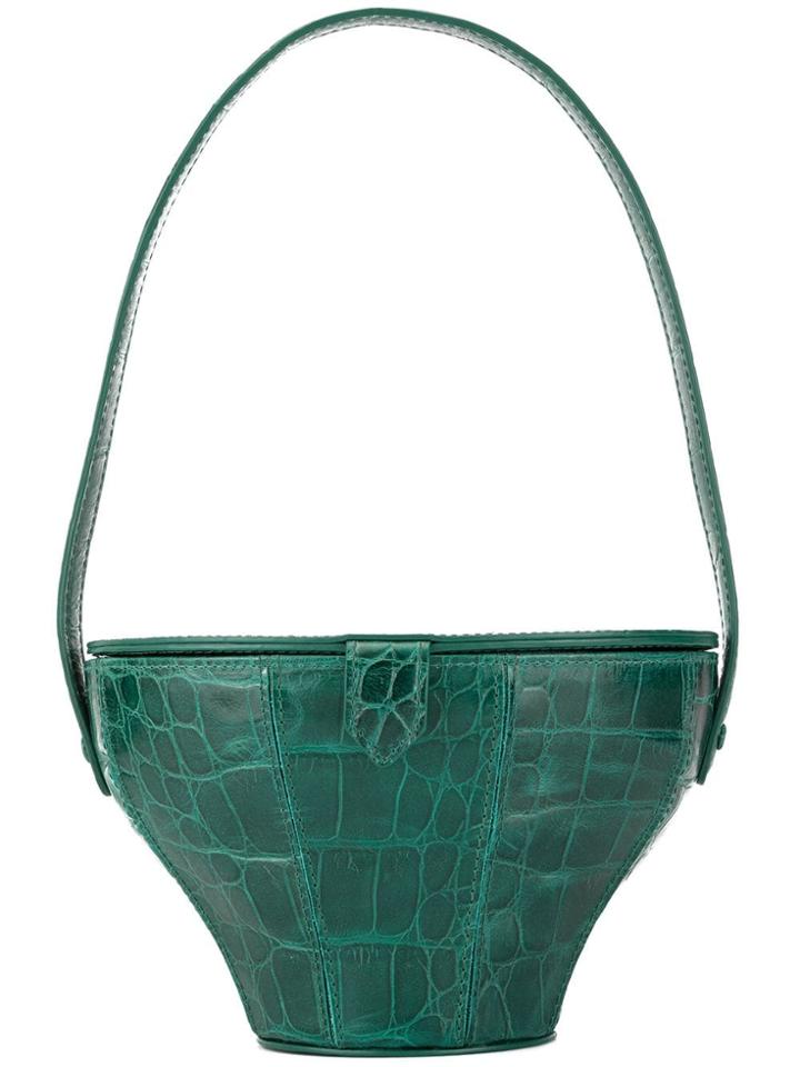 Staud Crocodile Embossed Alice Bag - Green