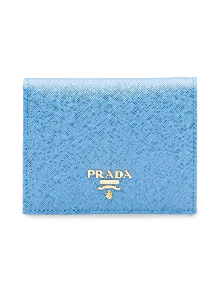 Prada Logo Plaque Small Wallet - Blue