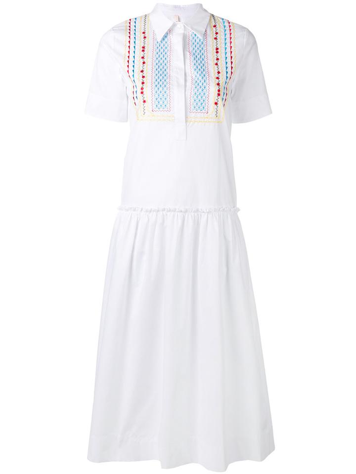 Miahatami - Embroidered Details Shirt Dress - Women - Cotton - 38, White, Cotton